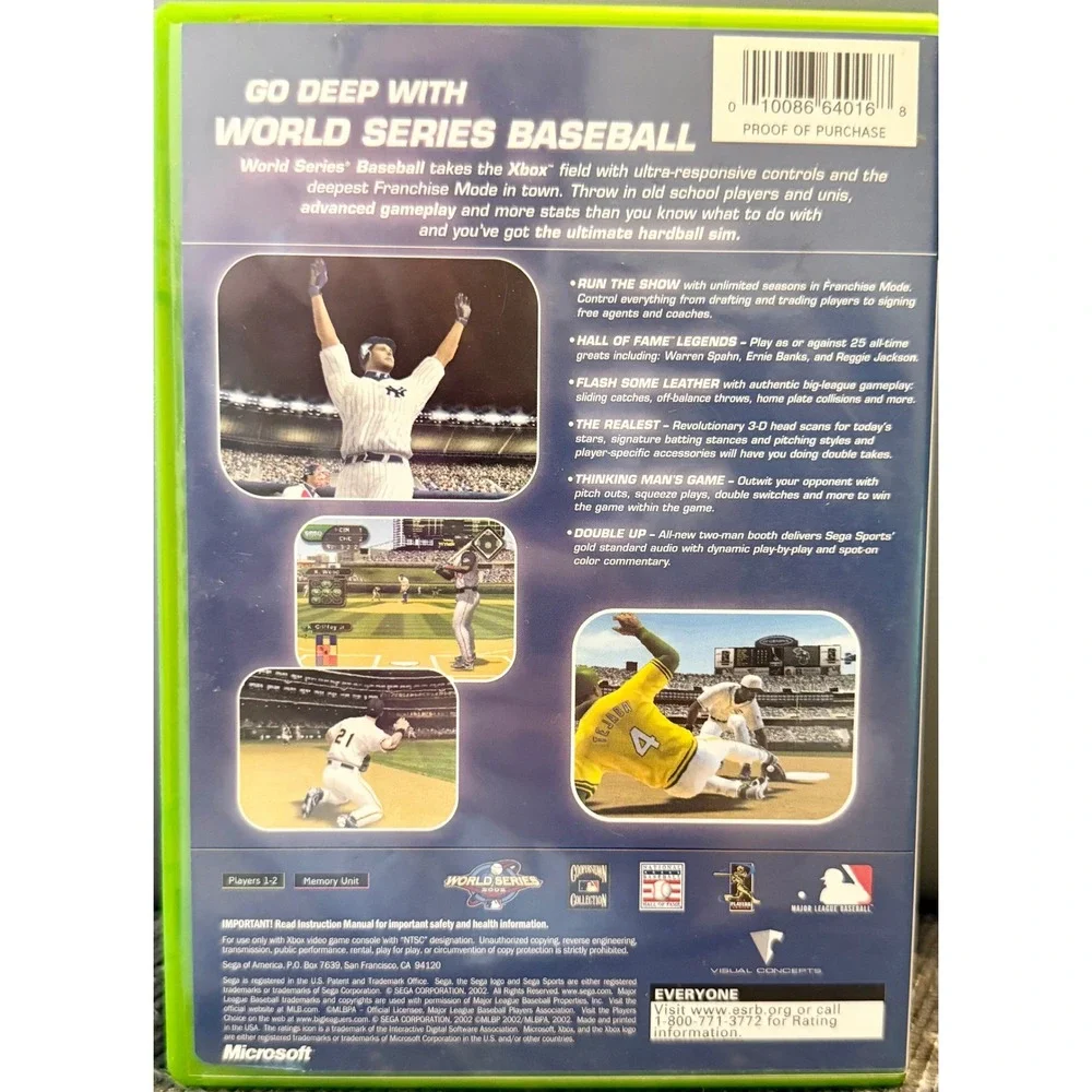 Sega World Series Baseball Xbox Excellent Sports MLB 2002